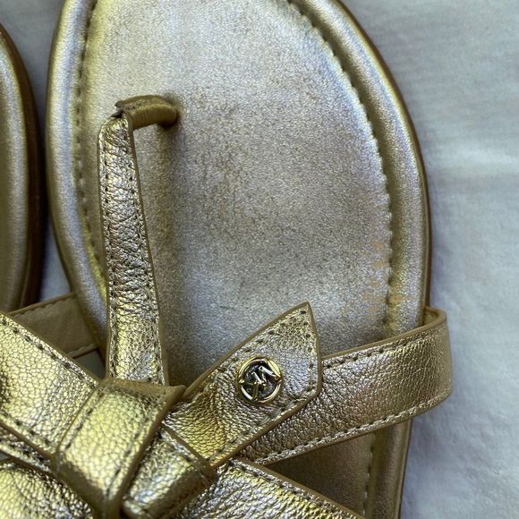 MICHAEL KORS Women Metallic Gold Bow Sandals - NEW NWOB - Picture 9 of 12